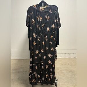 Inspired Hearts Black and Orange Tiered Wrap Maxi Dress